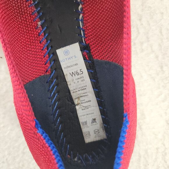 Rothy’s Red Knit Flats Slip-On Washable Shoes Eco-Friendly Size 6.5 Casual Chic - Picture 9 of 9